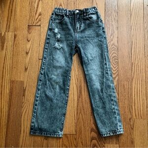 SHEIN Acid-Wash Distressed Wide-Leg Casual Gray Black Jeans Girl’s Size 10